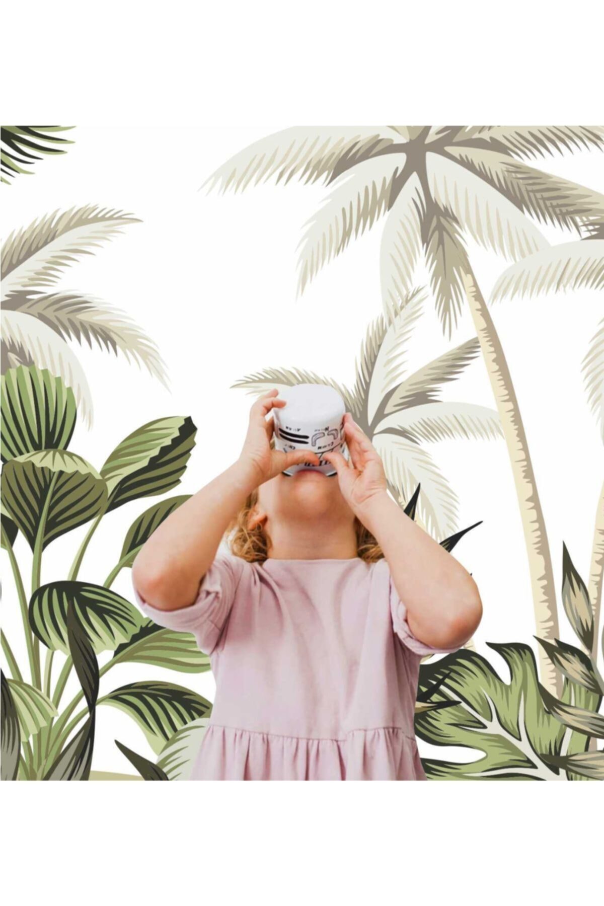 Piksel Grafik Tropical Vintage Duvar Kaplama Folyosu