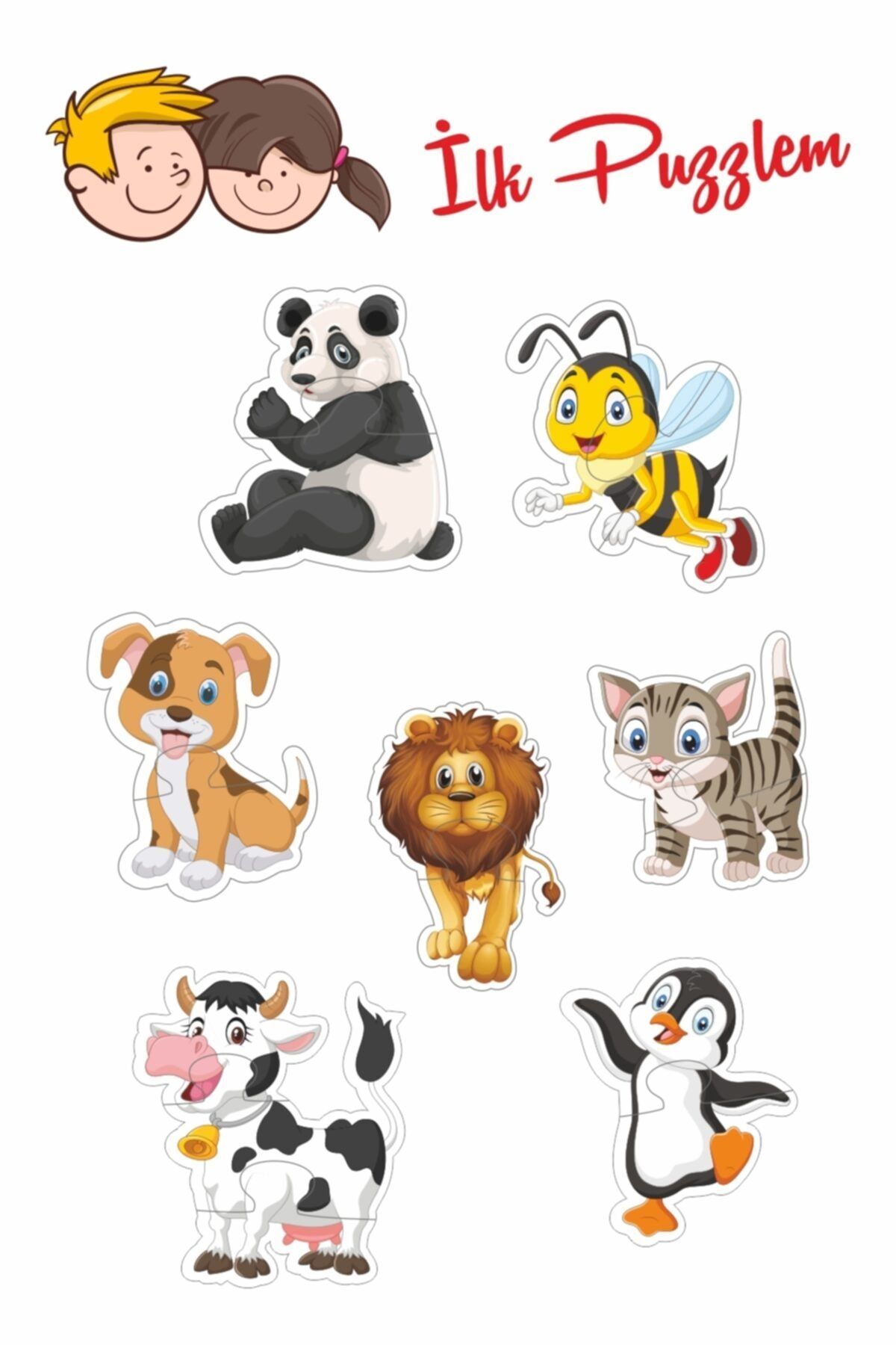 Baskı Atölyesi Baby Puzzle Sevimli Hayvanlar 2-3 Parça