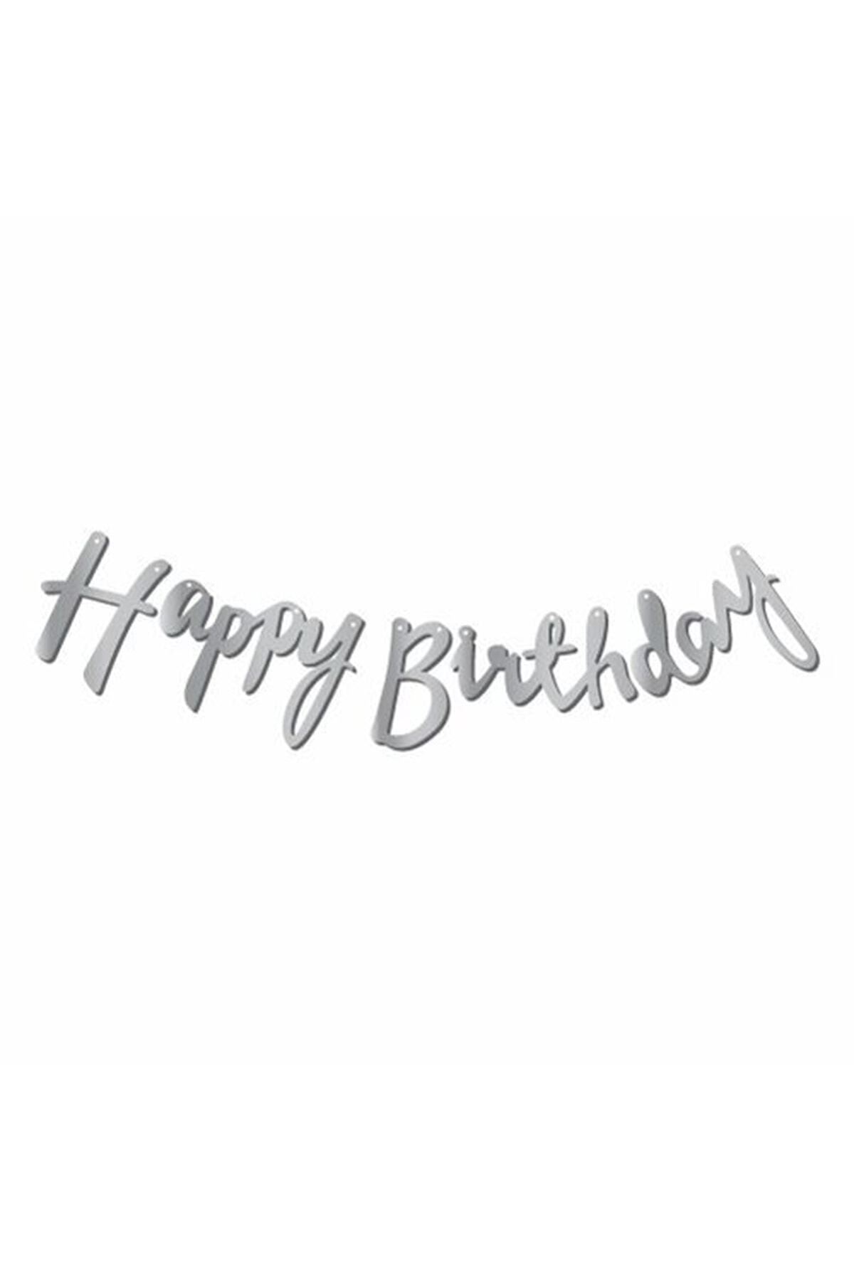 TATLI GÜNLER Gümüş Happy Birthday Kaligrafi Banner