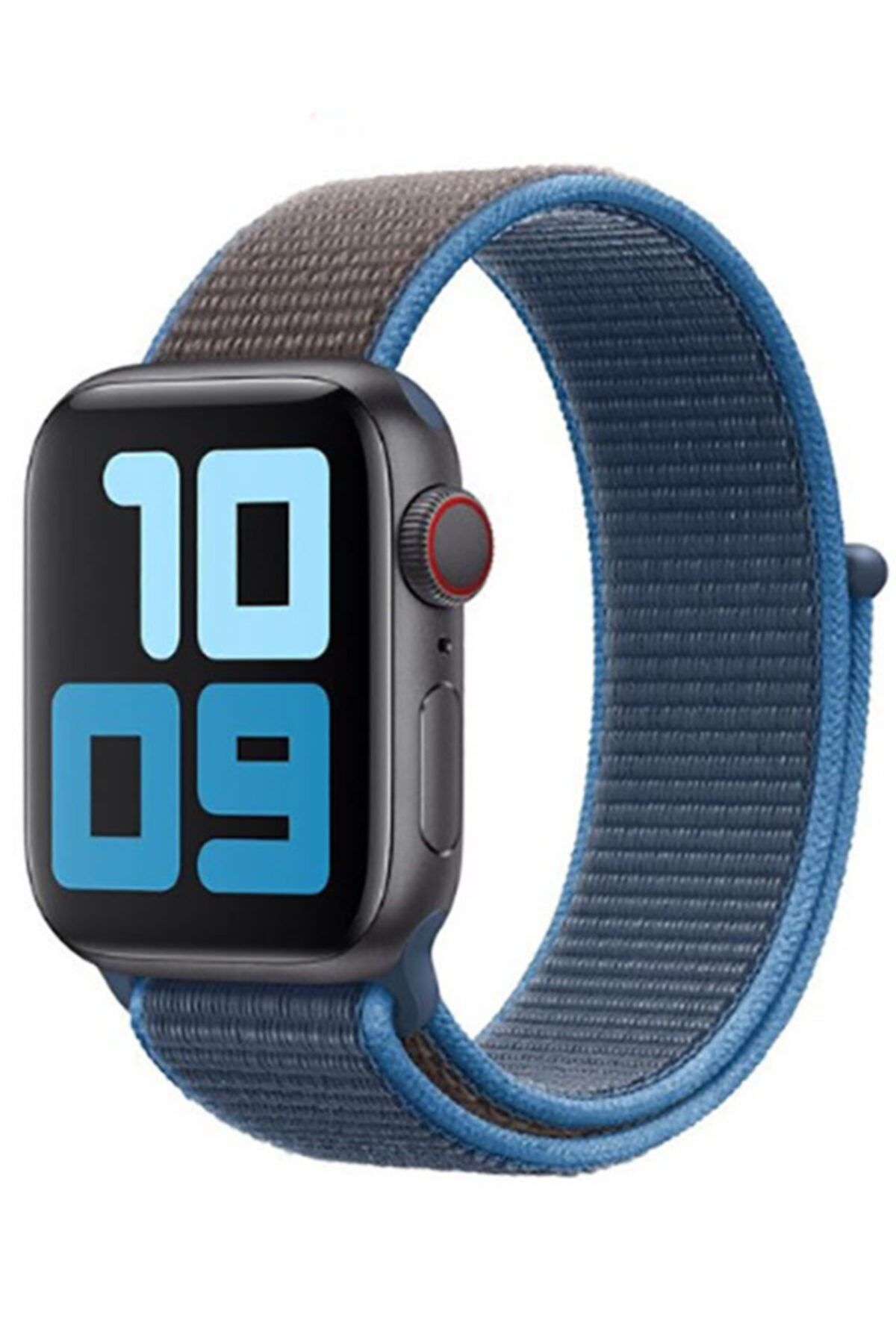 Apple Watch 1 2 3 4 5 6 Se 44 Mm Örgülü Lüks Kordon Surf Blue + Popsocket