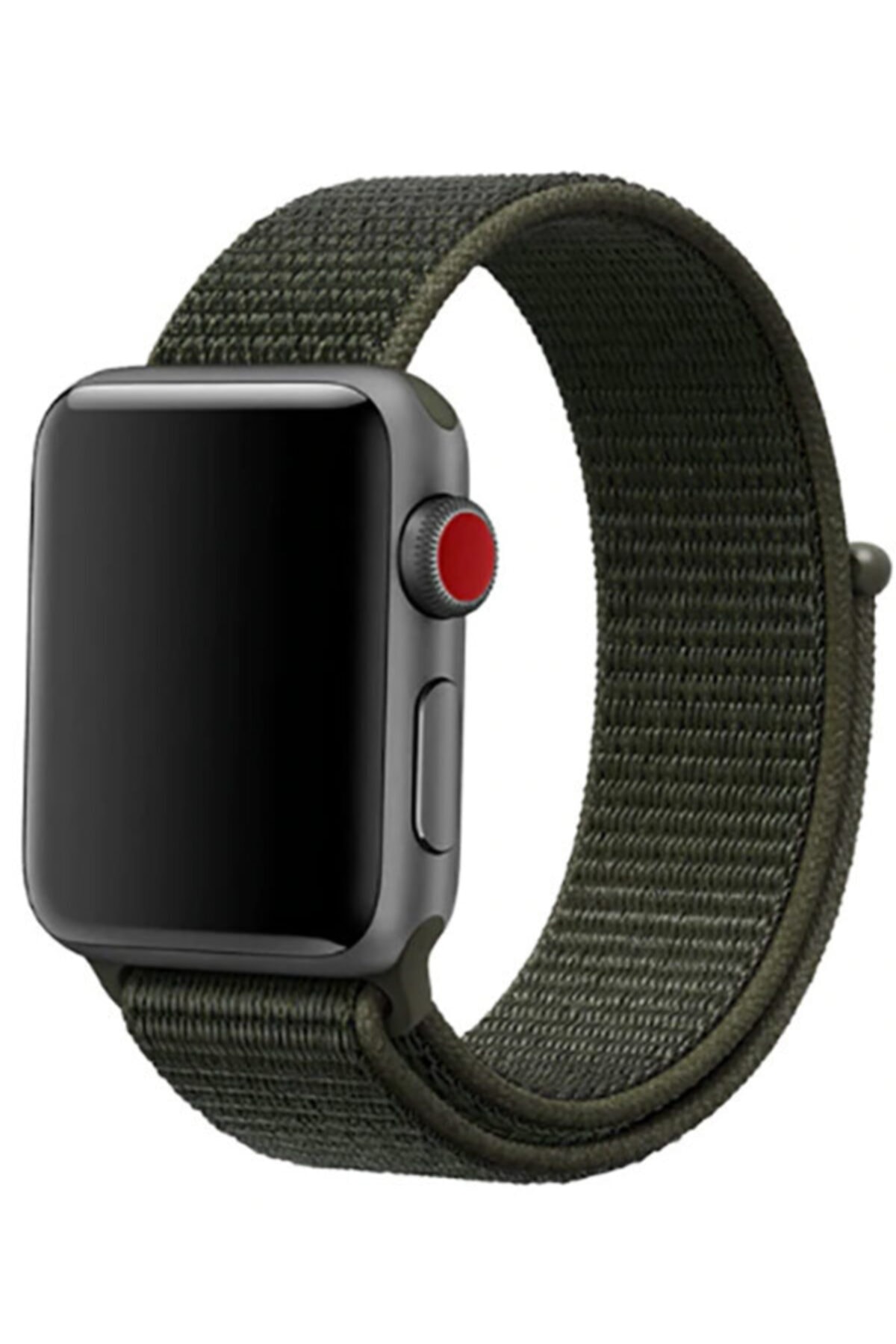 Apple Watch 1 2 3 4 5 6 Se 44 Mm Örgülü Lüks Kordon Cargo Haki + Popsocket