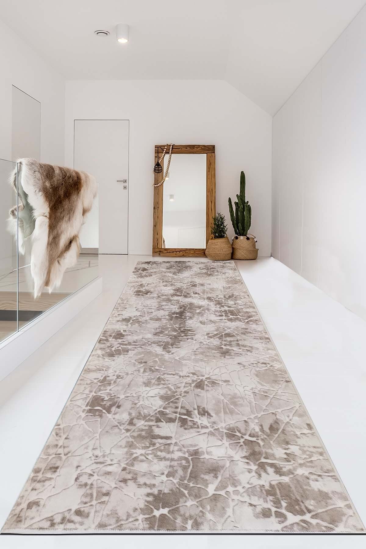 Babil Home Kaymaz Tabanlı Kesme Rulo Halı Yolluk 1083 Vizon