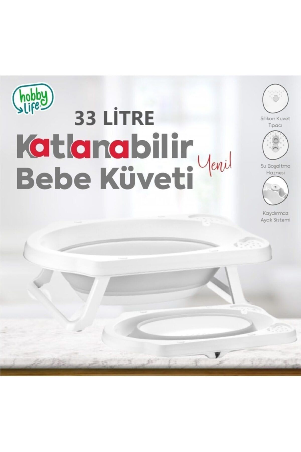 HOBBY LİFE Bebek Küveti Magic 33 Litre Katlanabilir