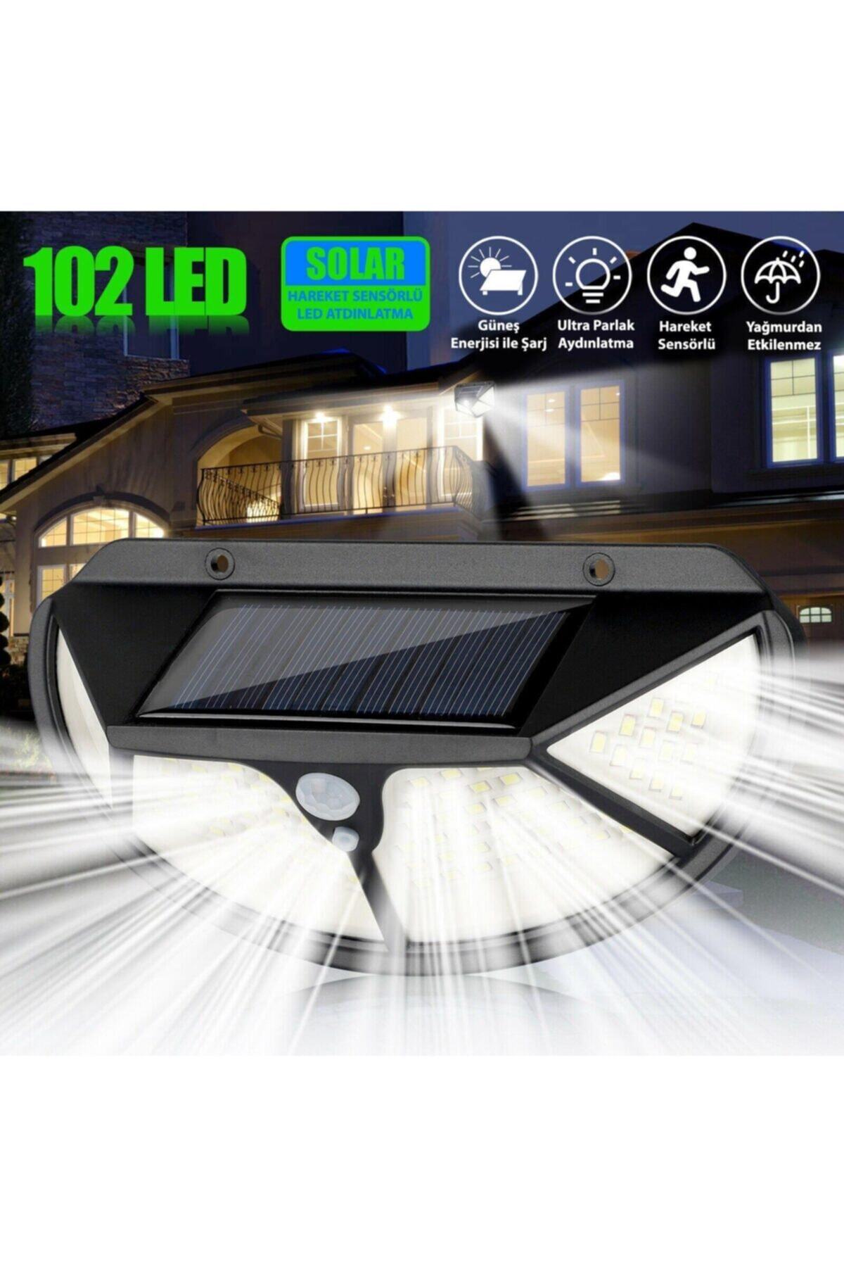 TechnoSmart 102 Ledli Solar Güneş Enerjili Bahçe Aydınlatması Lamba Hareket Sensörlü Oval 3 Modlu