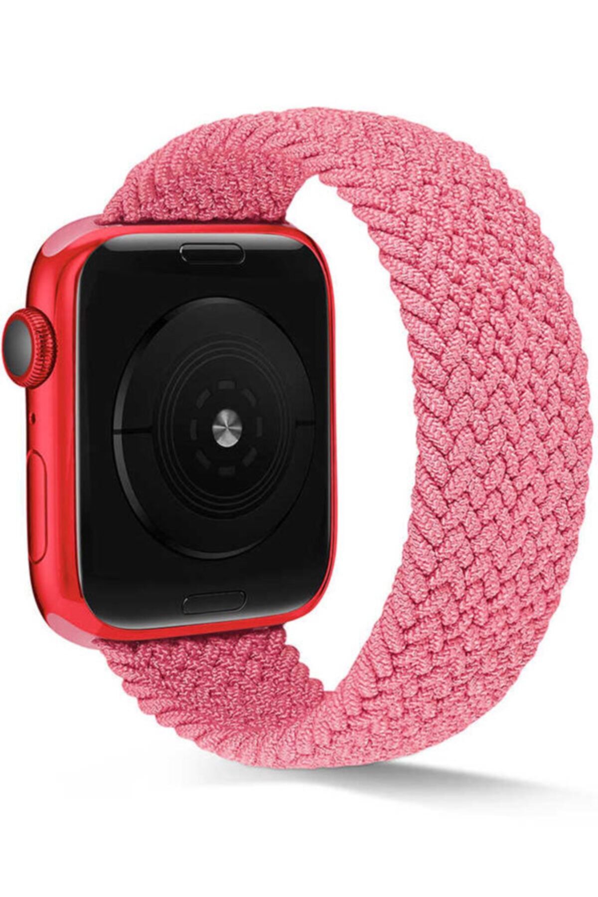 Apple Watch 1 2 3 4 5 6 Se 44 Mm Large Beden Hasır Örgülü Kordon Pembe Ve Popsocket