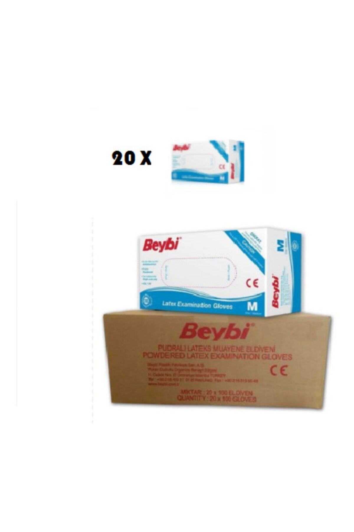 Beybi Pudralı Lateks M Beden Muayene Eldiveni 20 Paket (KOLİ) Emektoptan