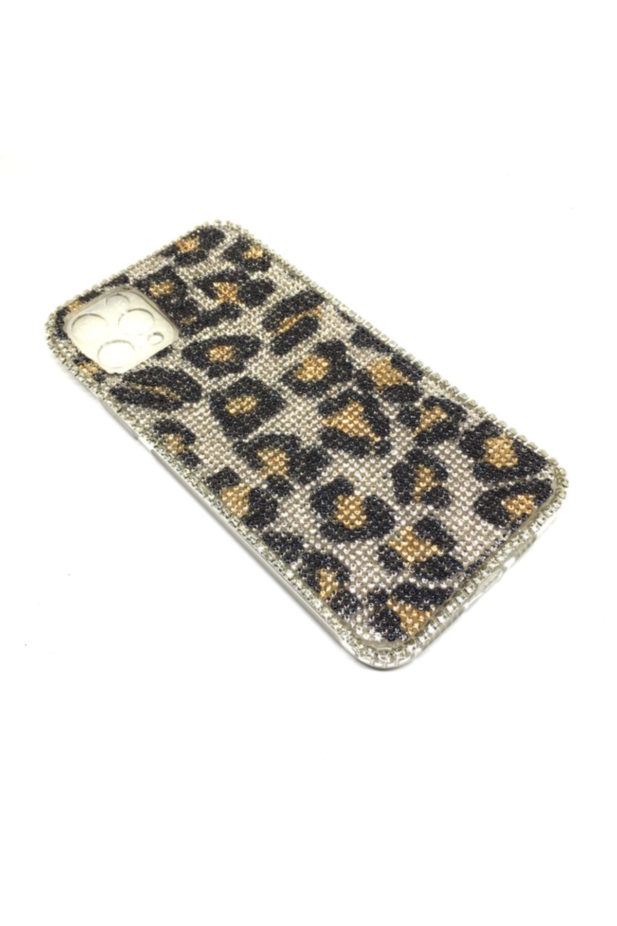 Oto Aksesuarcım Iphone 11 Pro Max Kristal Taşlı Bayan Telefon Kılıfı Leopar Desenli