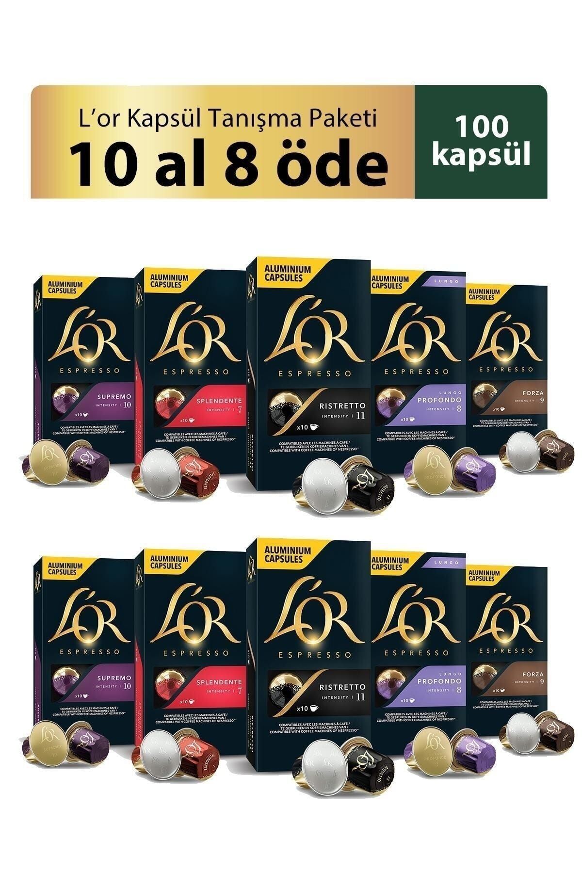 Kapsül Tanışma Paketi Nespresso Uyumlu Alüminyum Kapsül Kahve Fırsat Paketi 10 Adet X 10 Paket