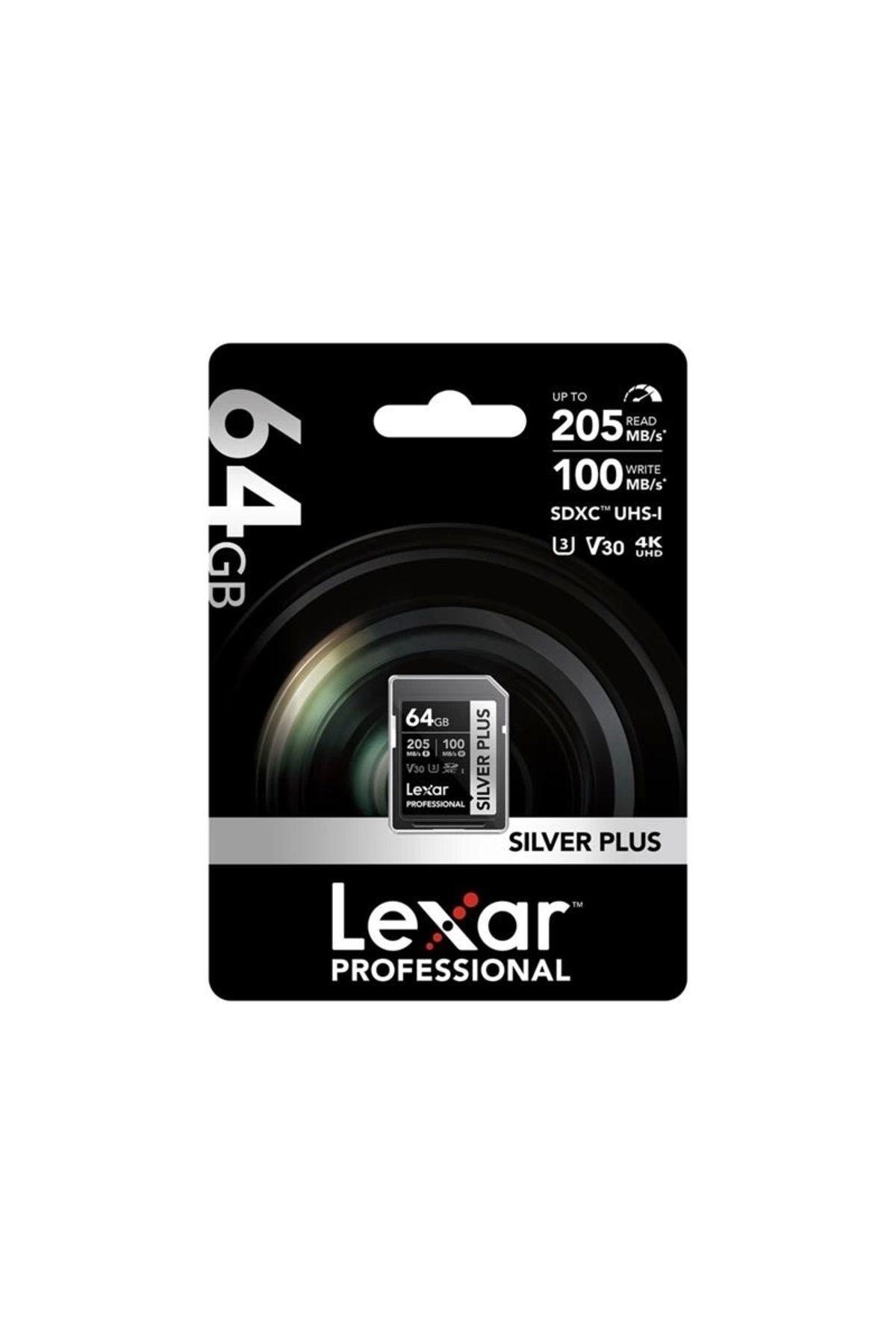 64GB LEXAR LSDSIPL064G-BNNNG PROFESSIONAL SILVER PLUS SDXC UHS-I CARDS UP TO 205MB/S READ 100MB/S WR