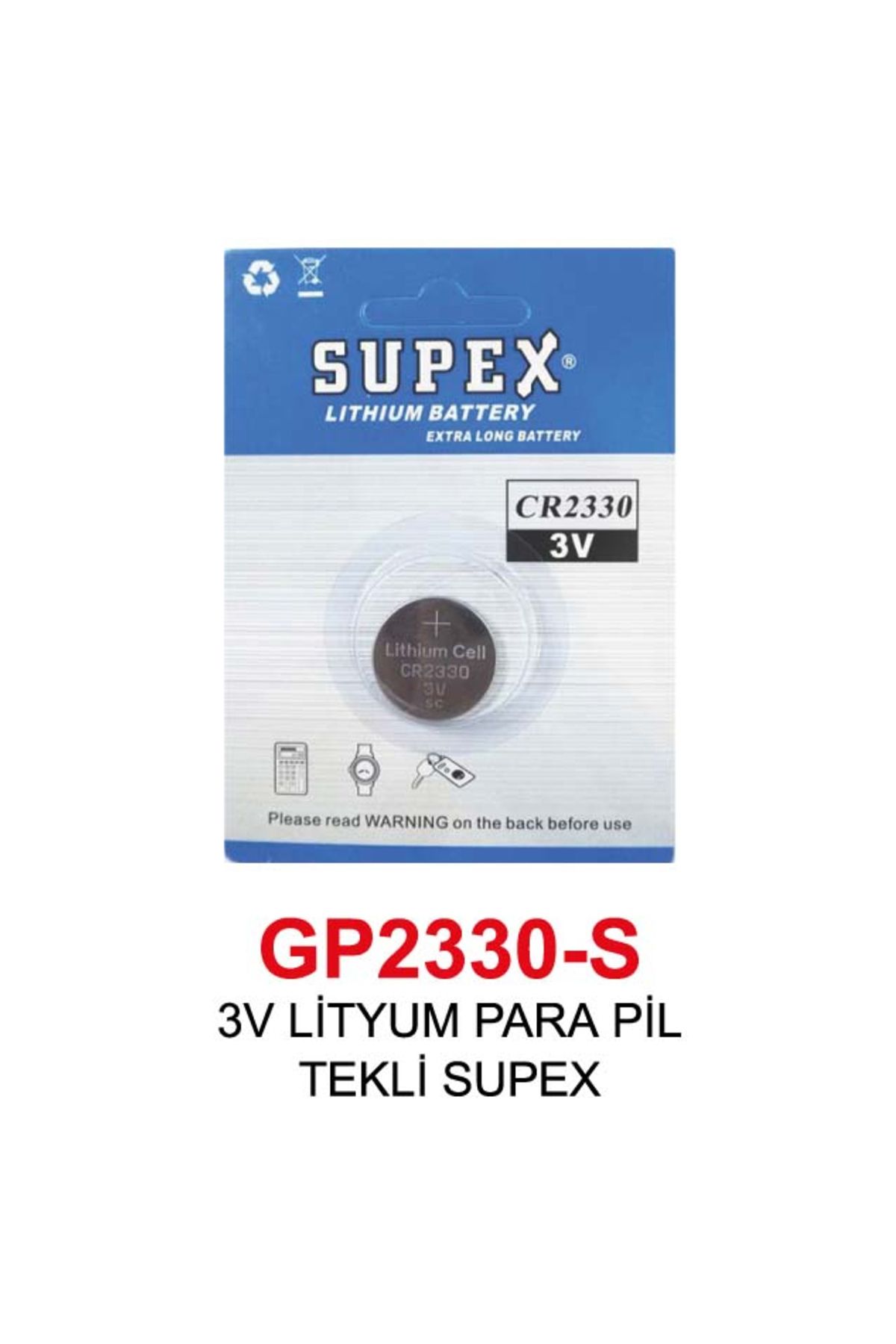 Supex 3V LİTYUM PARA PİLTEKLİ SUPEX 2330-S