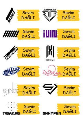 K-Pop Grupları kişiye özel İsimli Okul Etiketi 156 Adet Kuşe Kağıt Suya Dayanıklı Lazer Baskı Image 0