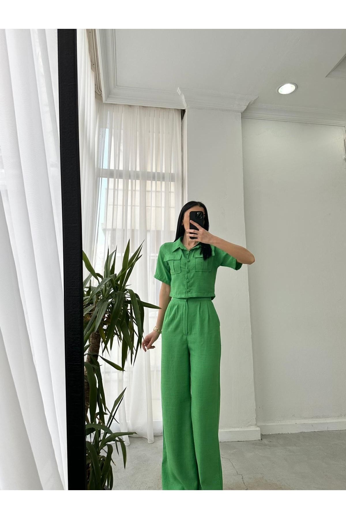 پیراهن کتان کت شلوار زنانه کت و شلوار سبز