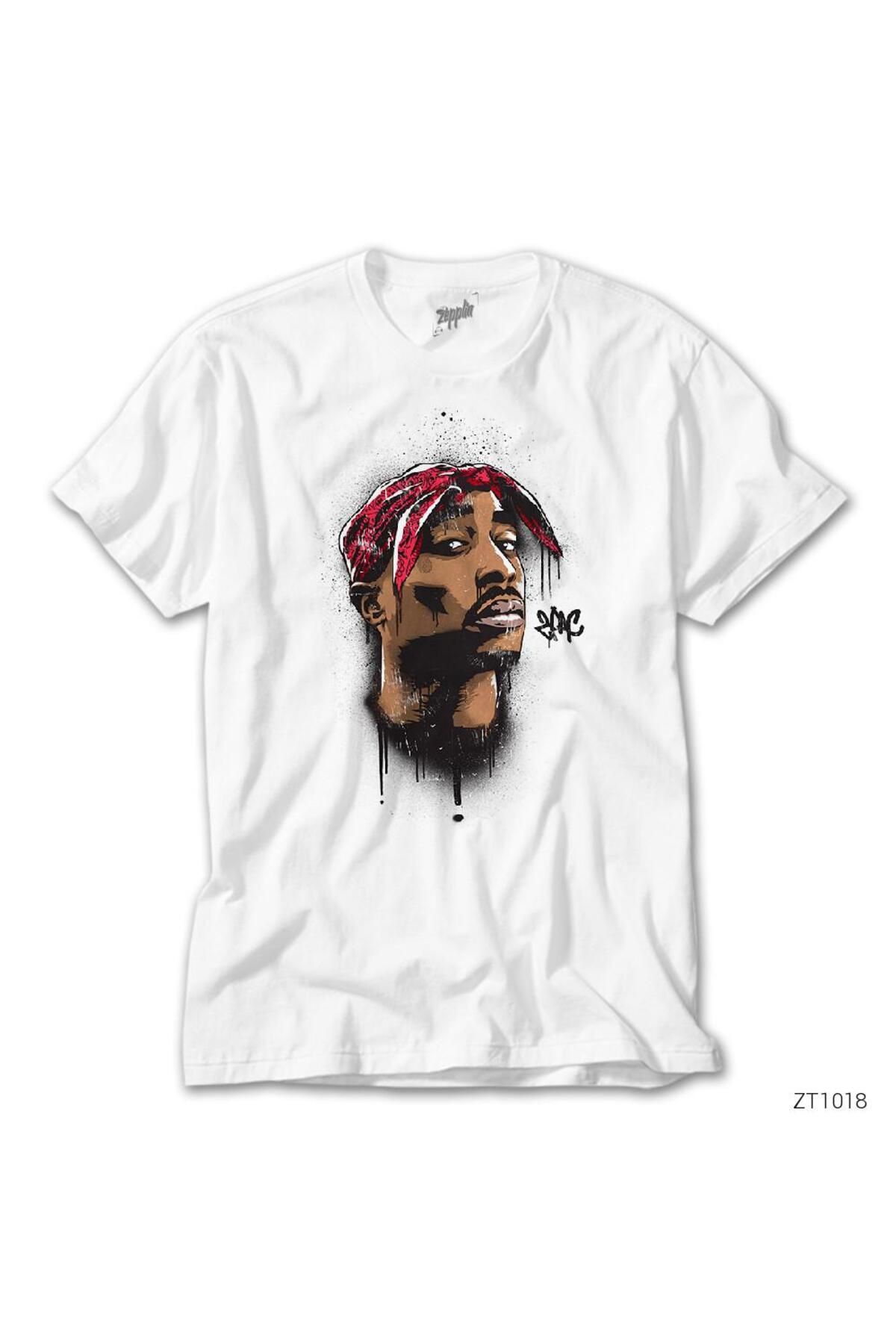 wuqhu Tupac Shakur CartoonArtwork Beyaz Tişör...