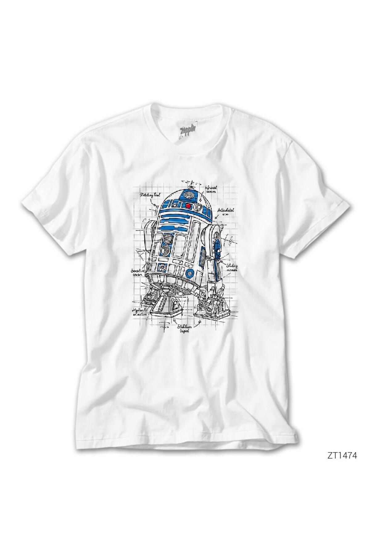 CrowsGate Star Wars R2D2Schema Beyaz Tişört