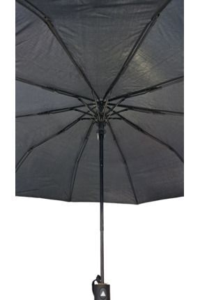 10 Telli 3 Kırmalı Otomatik Şemsiye Siyah Rüzgar Koruyucu Image 3