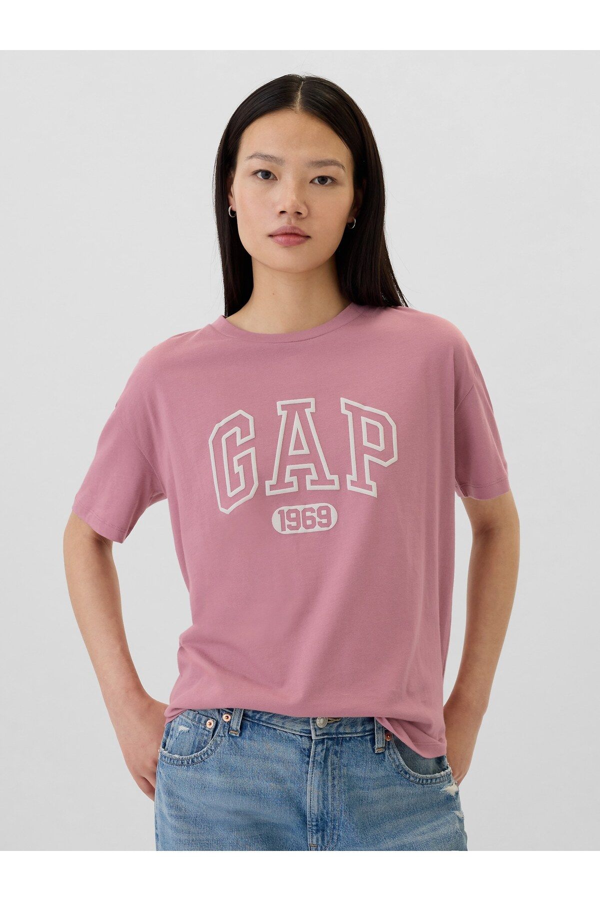 GAP Kadın Pembe Organik PamukGap Logo Oversiz...