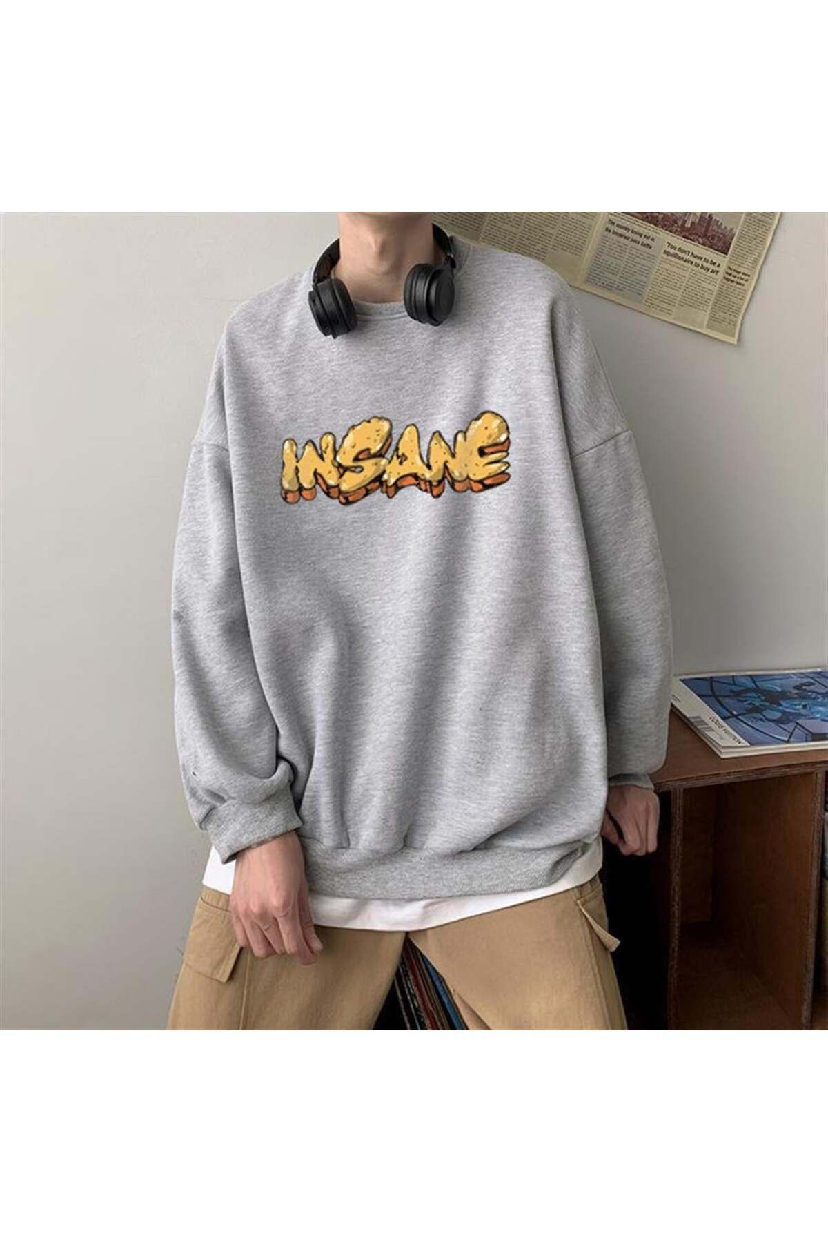 DESTİNE Loots  Insane BaskılıGri Unisex Overs...