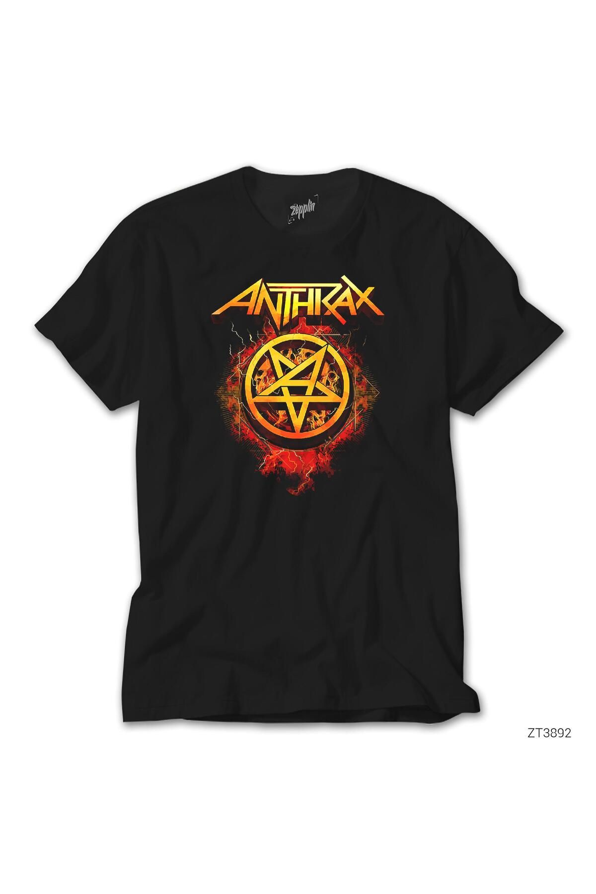 WAKHA Anthrax Fire withPentagram Siyah Tişört