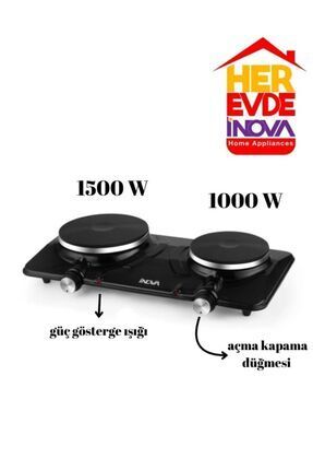 GOBİ 2 Lİ ELEKTRİKLİ SETÜSTÜ OCAK ÇİFTLİ HOTPLATE OCAK 1000W + 1500W Image 0