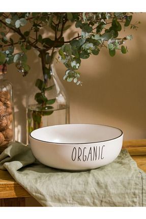 LCW HOME Siyah Baskılı Yazı Baskılı Seramik Salata Kasesi 20 Cm Image 0