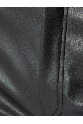 Suni Deri Pantolon Geniş Paça Düğmeli Cep Detaylı Normal Bel Image 5