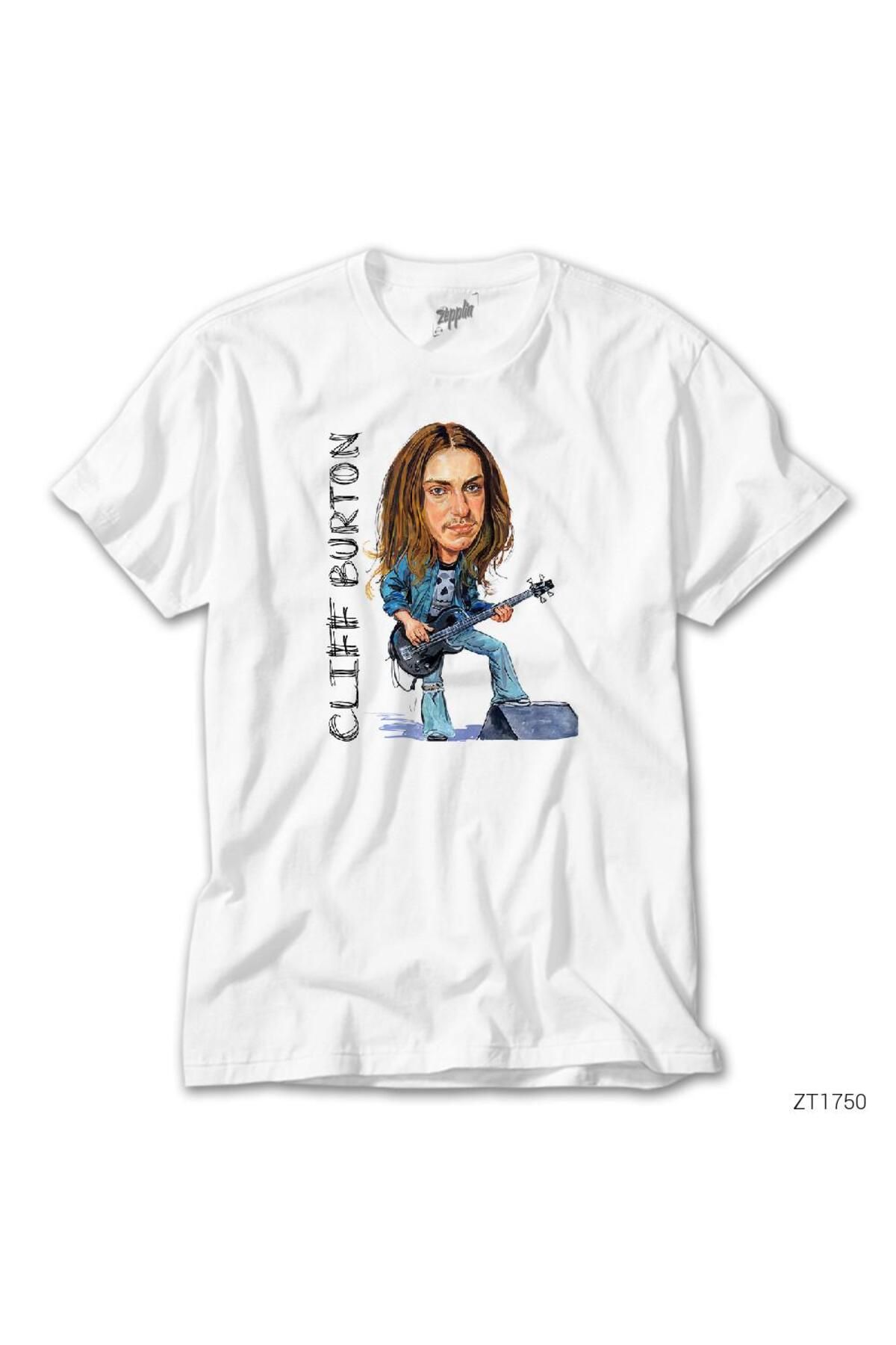 WAKHA Cliff Burton CartoonBeyaz Tişört