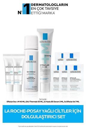 Yağlı Ciltler İçin Dolgunlaştırıcı Cilt Bakım Seti: Effaclar Jel, Duo M+&Hyalu B5 Serum&Termal Su Image 0