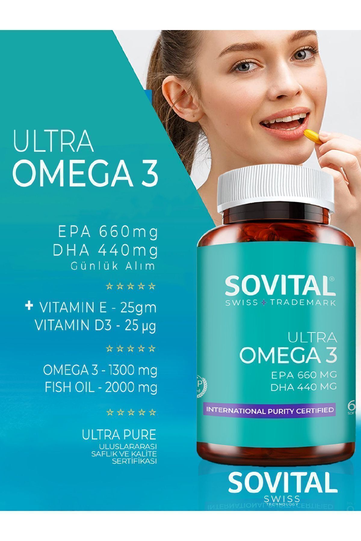 Ultra Omega 3 EPA 660 / DHA 440 MG 60 Pieces Softgel