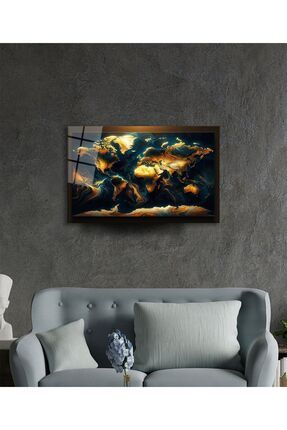 Dünya Haritası Çerçevesiz Alp Özel Cam Tablo Yapay Zeka Tablo Image 2