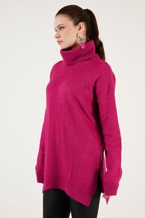 Regular Fit Yanları Yırtmaçlı Boğazlı Yaka Uzun Triko Kazak  KAZAK 4616141Y Image 3