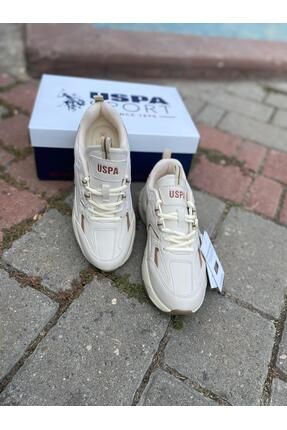 U.S. POLO  ORTABETİK CİLT SPOR AYAKKABI 880368 ISABELLA BEJ Image 1
