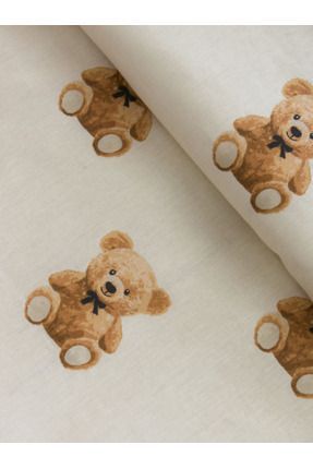 Ekru Ayıcık Teddy Baskılı Bebek Nevresim Takımı %100 Pamuk 100x150 Image 3