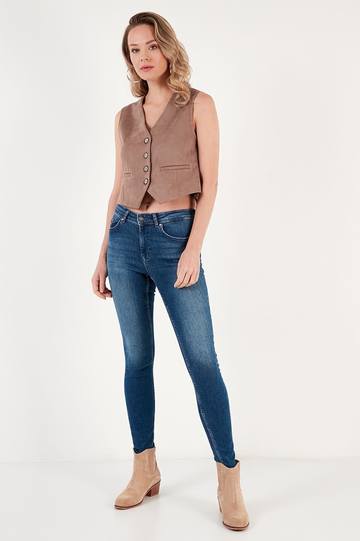 جلیقه دکمه دار یقه V جیر Scuba 5865576