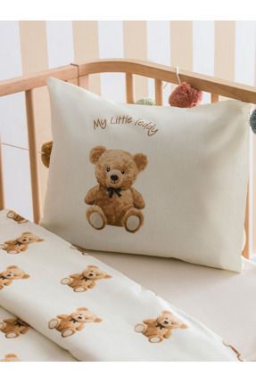 Ekru Ayıcık Teddy Baskılı Bebek Nevresim Takımı %100 Pamuk 100x150 Image 6