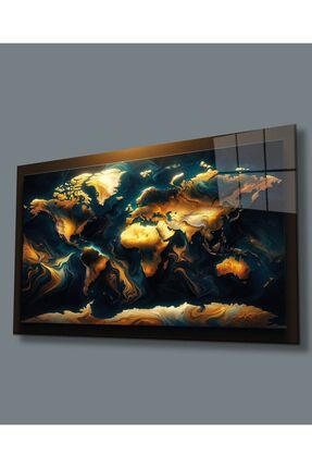 Dünya Haritası Çerçevesiz Alp Özel Cam Tablo Yapay Zeka Tablo Image 0