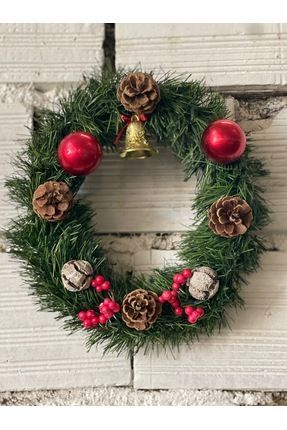 Yılbaşı Kapı Süsü Doğal-Yapay 25cm , Yeni Yıl Dekorasyon Eğlence Parti Christmas Wreath Image 0