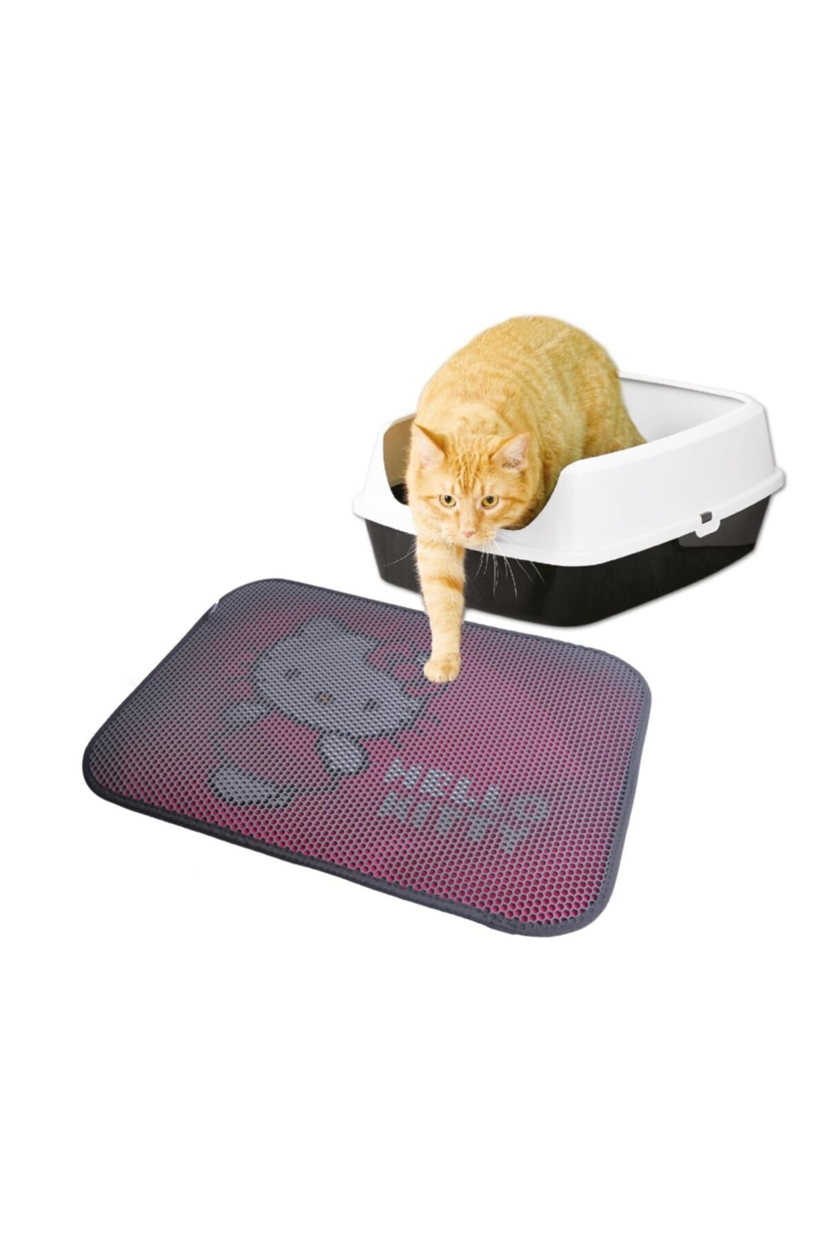 Thepassage Hello Kitty Kedi Kumu Paspası Dikdörtgen Pembe