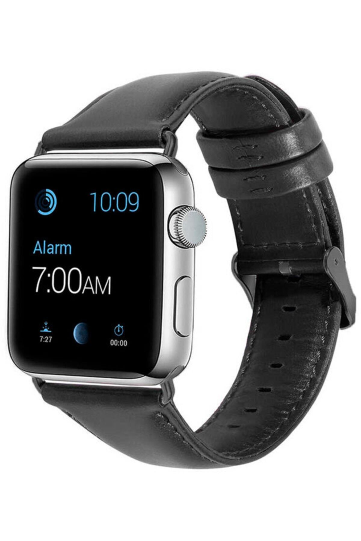 Apple Watch 1 2 3 4 5 6 Se 44 Mm Deri Tokalı Kordon Kayış No6 Ve Popsocket