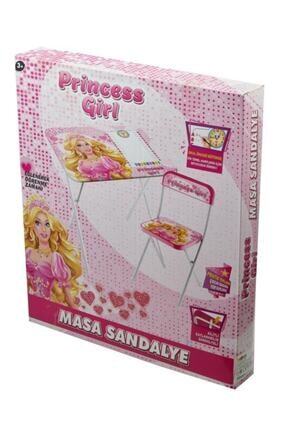 Çocuk Ders Çalışma Masası - Barbie Çocuk Masa Sandalye Boyama Kız Çocuk Ders Çalışma Masası Sandalye Image 0