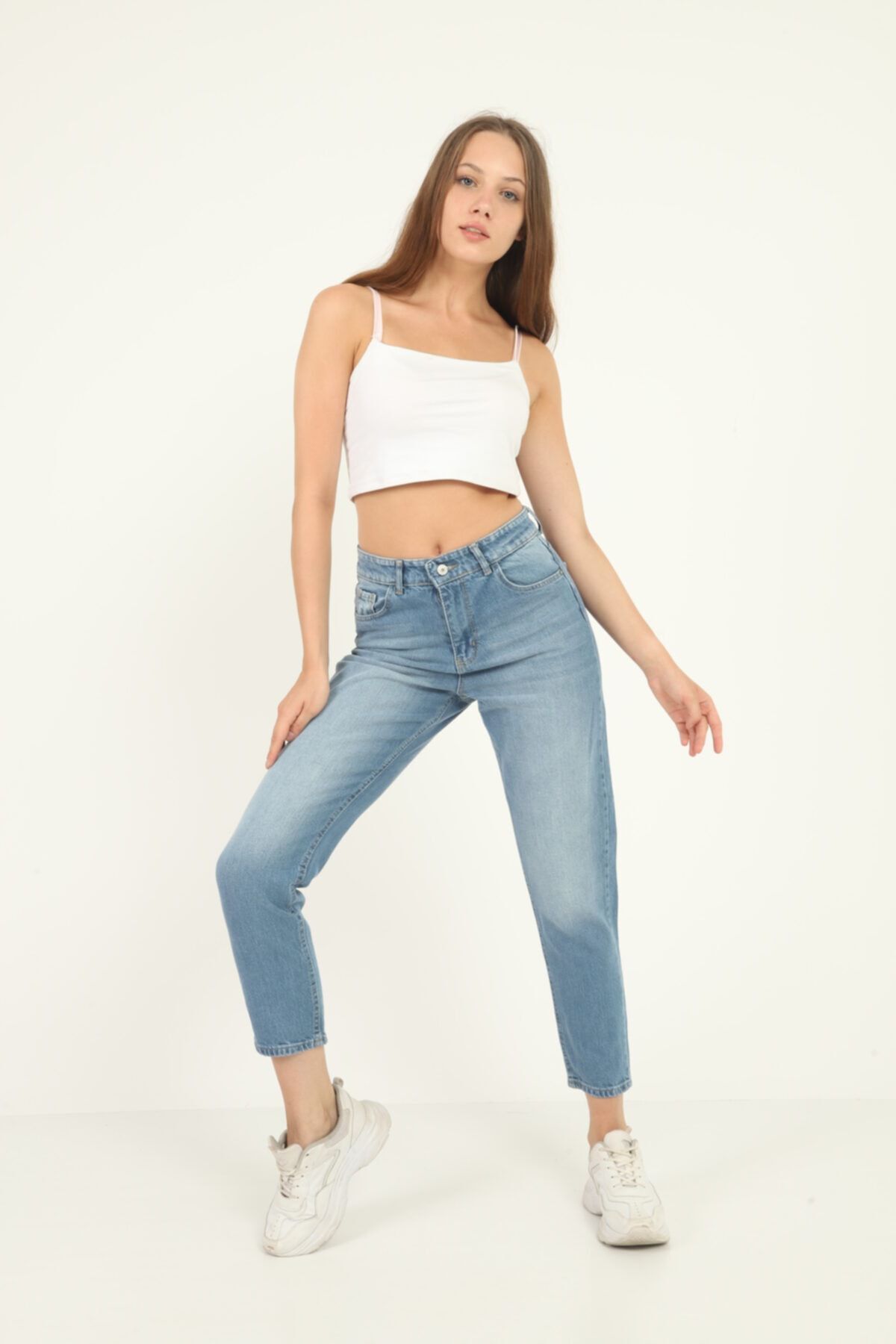 Vermont Magna Light Indigo Likralı Mom Jean Kadın Kot Pantolon
