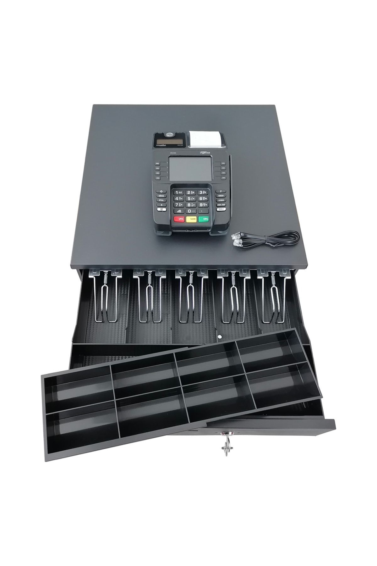 SAYPOS Ingenico Yazarkasa Modelleriyle Uyumlu Metal Para Çekmecesi 5 Banknot Gözlü 41x42x11cm
