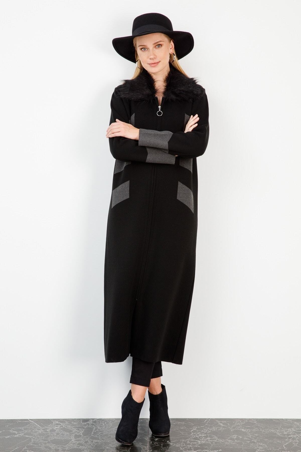 Butik Triko 2738 Uzun Kürklü Pardesü