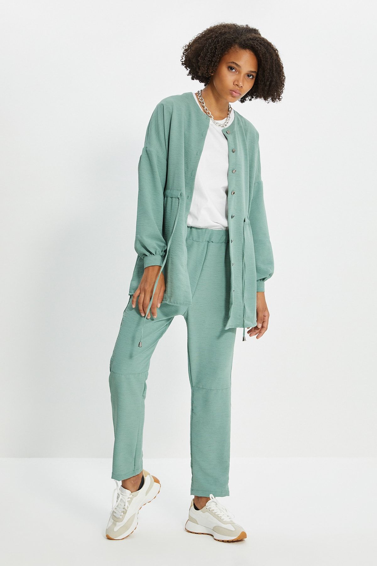 Trendyol Modest Yeşil İpli Alt-Üst Takım TCTSS21AU0237