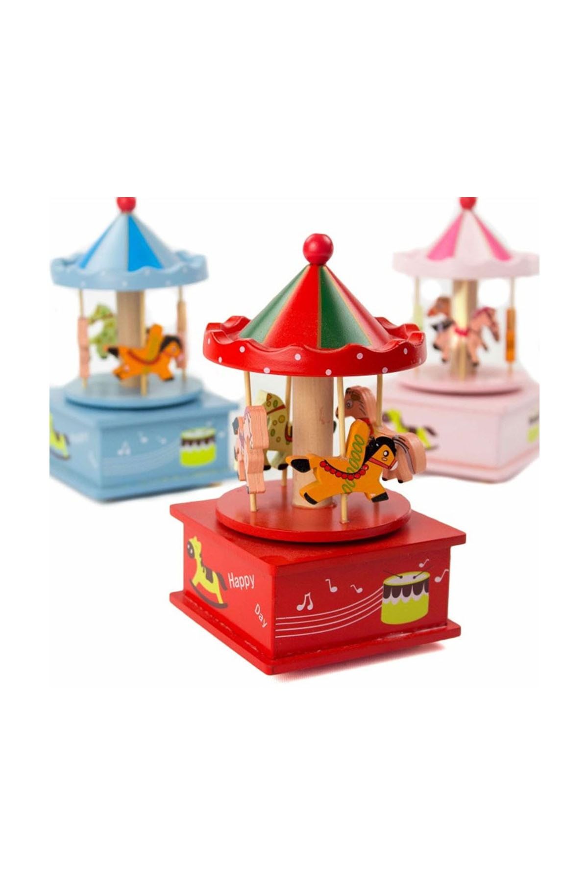BSD GİFTED Ahşap Atlı Karınca Kurmalı Müzikli Büyük Boy 19 Cm