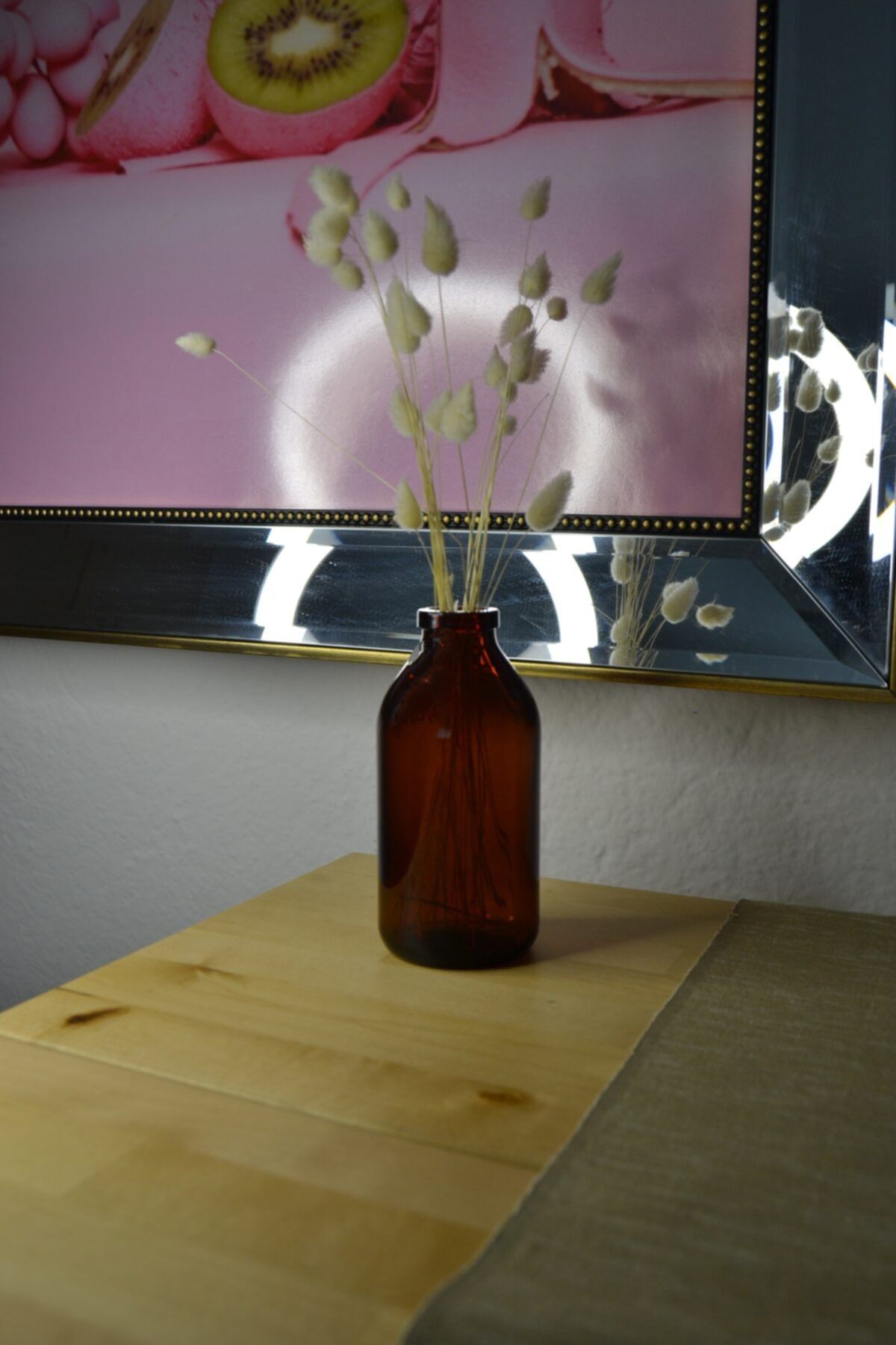 GİSVOL 250ml Orta Mini Amber Kahverengi Cam Vazo