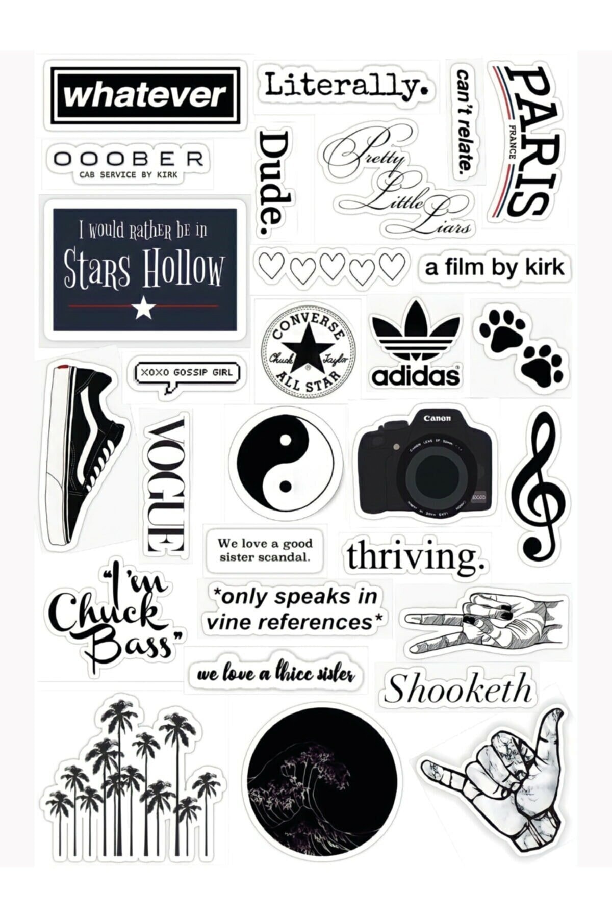 Limitless Design Black And White Aesthetic Temalı Laptop, Tablet, Telefon Sticker Seti