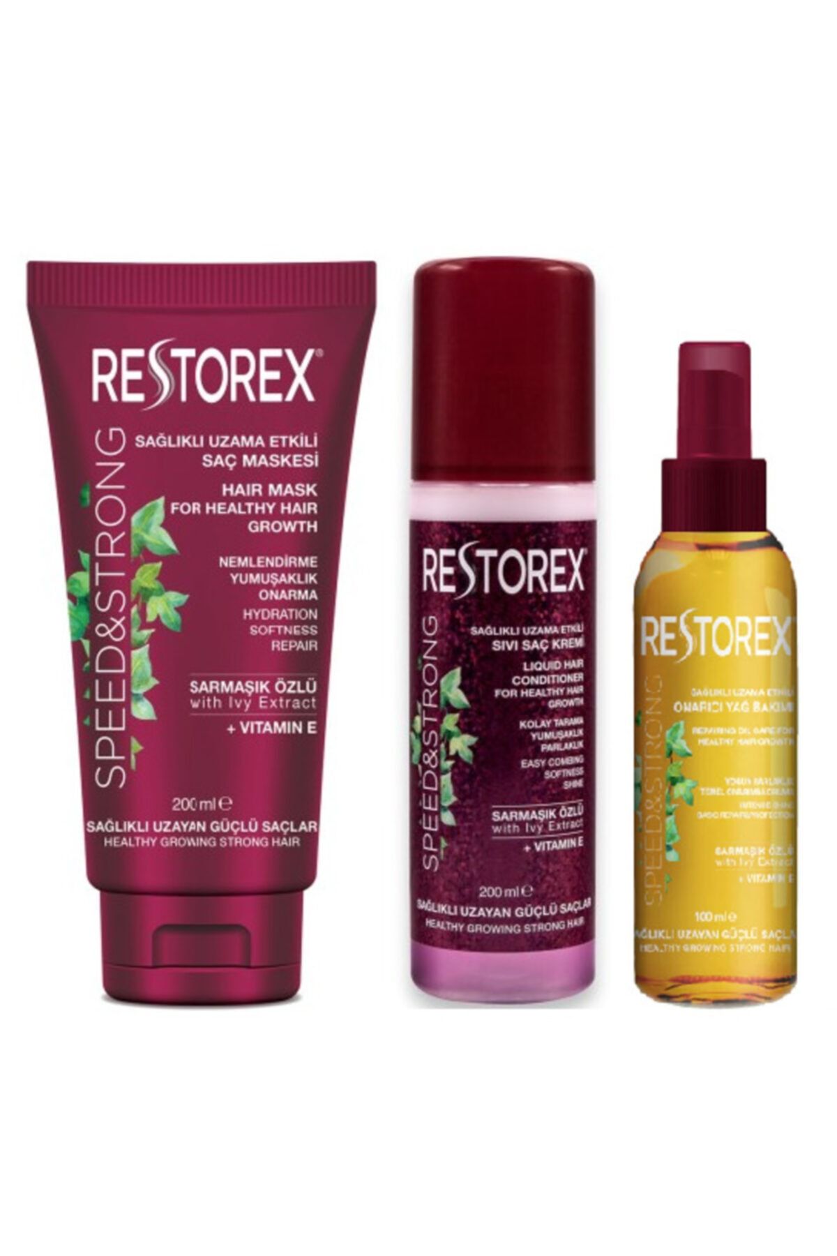 Restorex Sarmaşık Özlü Saç Bakım Maskesi 200ml Ve Sarmaşık Özlü Sıvı Saç Krem 200ml Ve Onarıcı Yağ Bkm 100ml