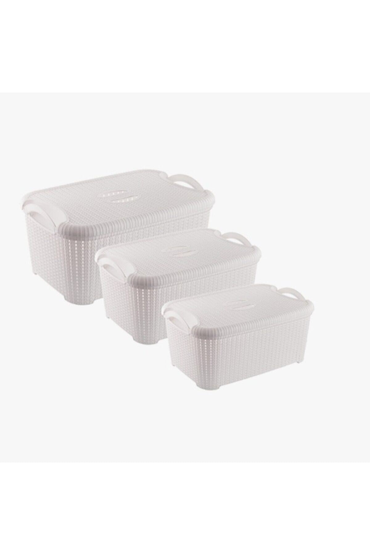 KOZART 3'lü Sandık Seti Kirli Çamaşır Düzenleme Sepeti Seti
