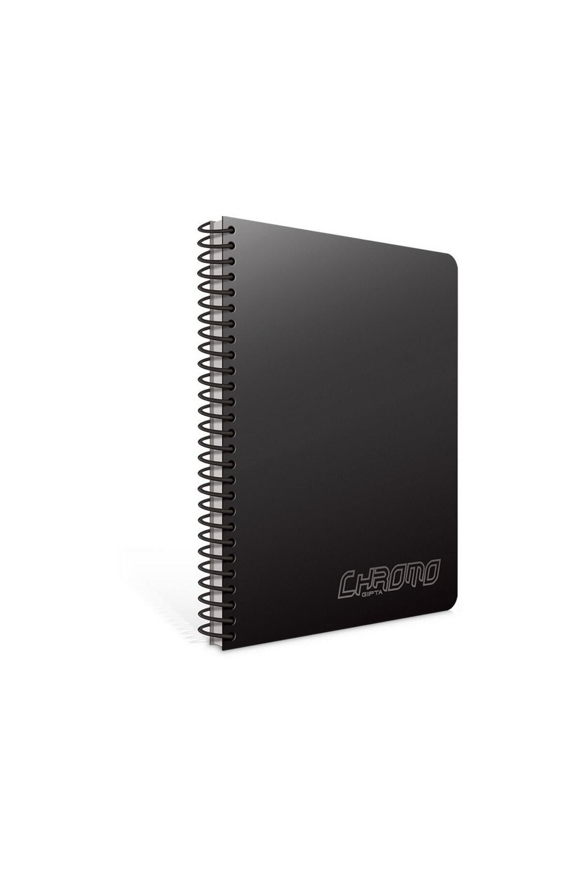 Gıpta Chromo A4 200 Yaprak Plastik Kapak Spiralli Defter (1346) Kareli Siyah