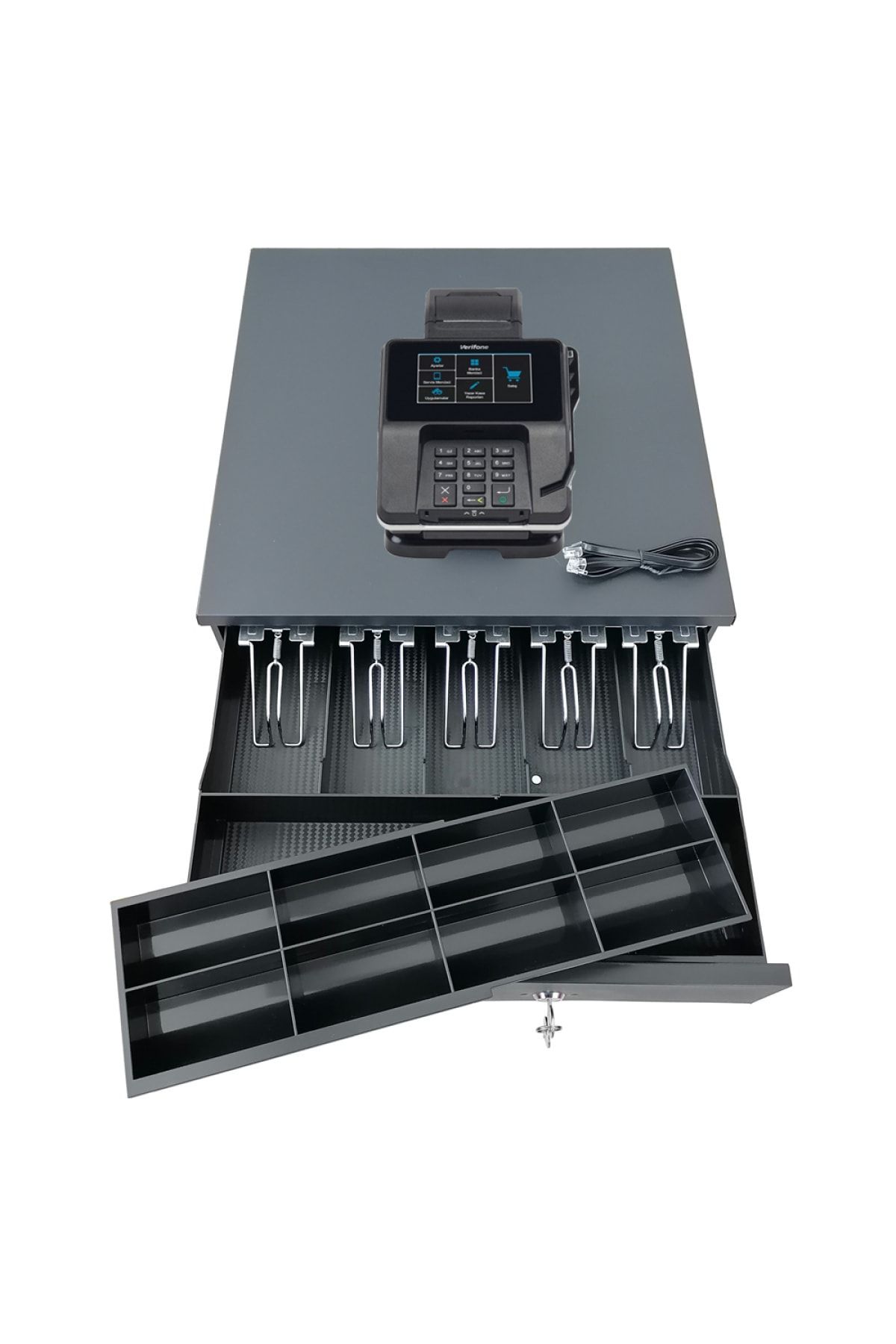 SAYPOS Olivetti Verifone Mx915 Uyumlu Metal Yazarkasa Para Çekmecesi 5 Banknot Gözlü 41x42x11cm
